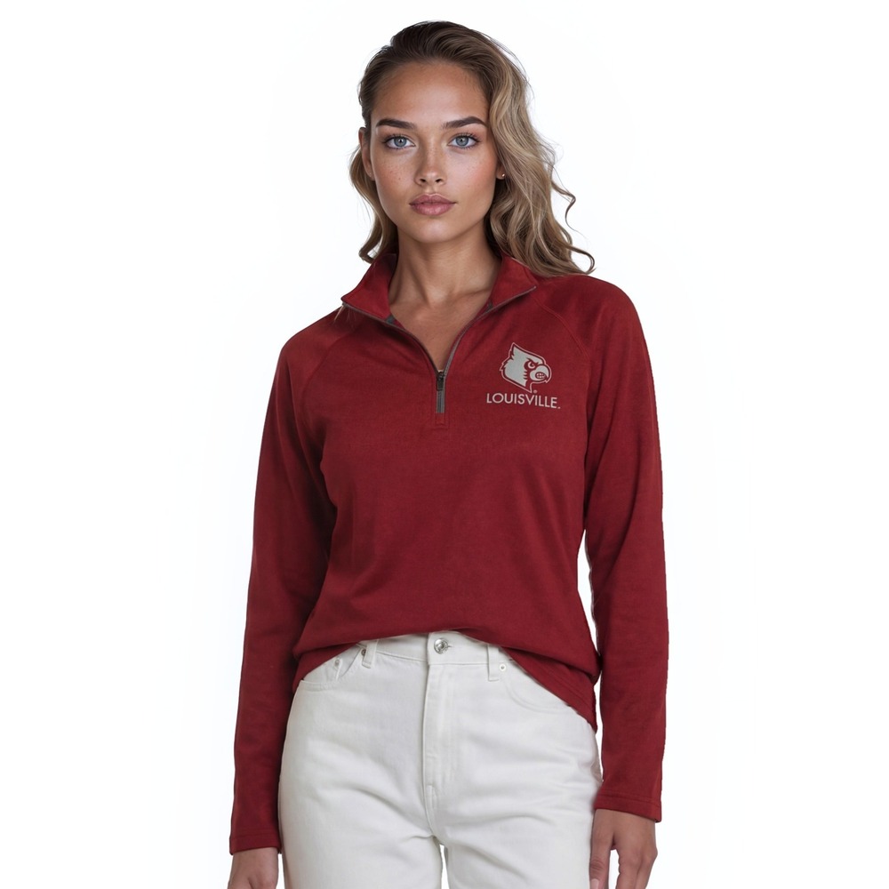 Knights Apparel UL Louisville Cardinals Top Shirt Women's XL Red Quarter Zip